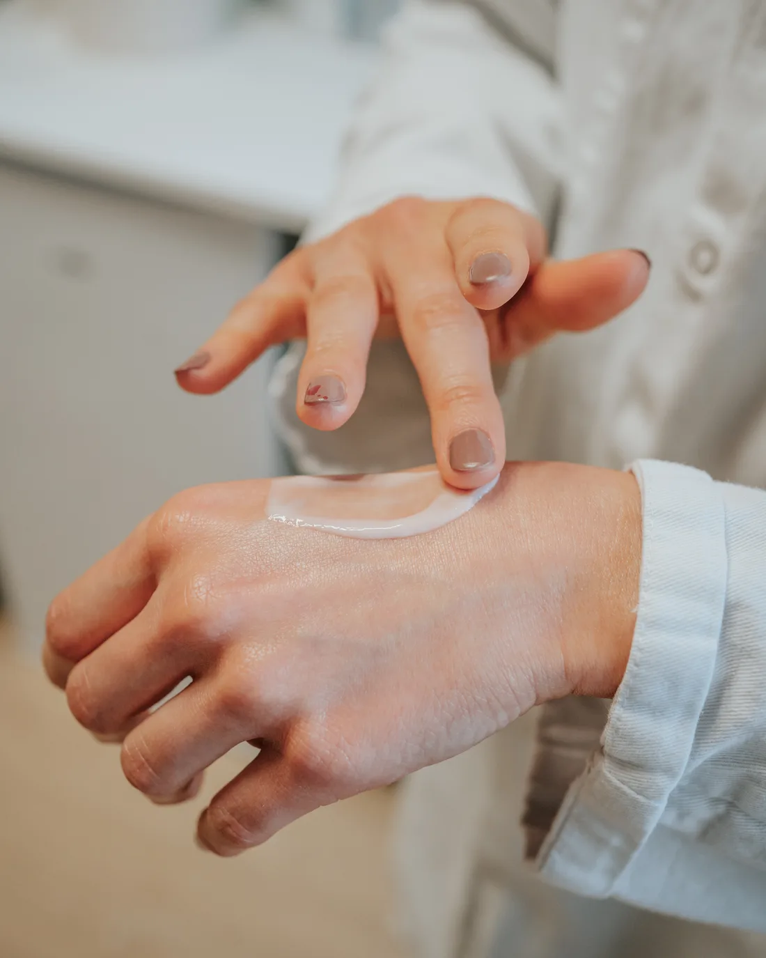 Test de texture sur main au laboratoire